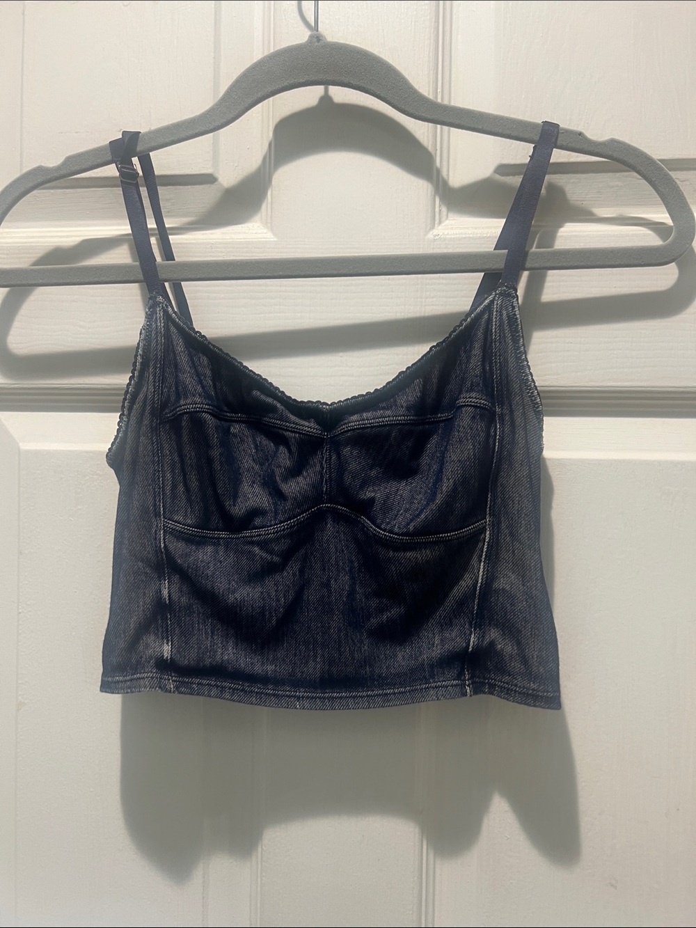 Free People Denim-Style Cropped Cami Top